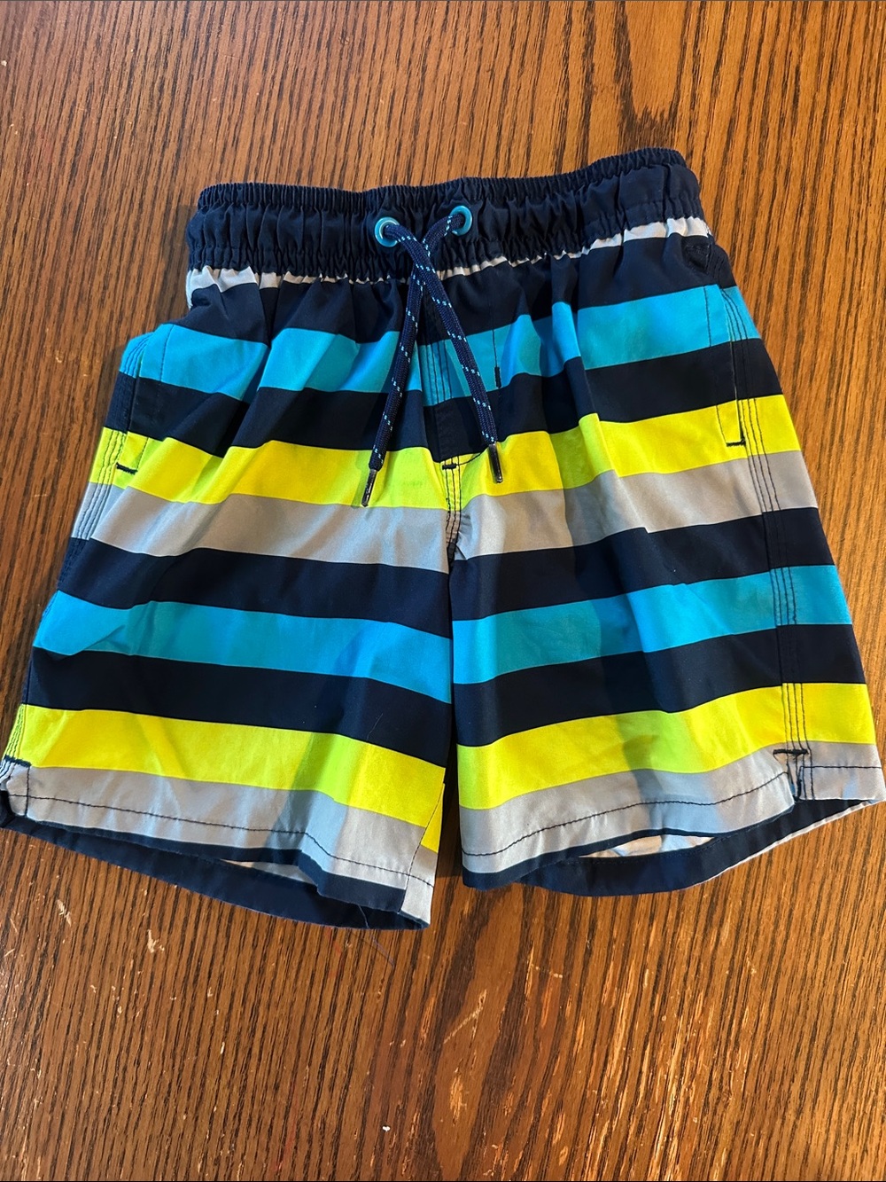 wonder nation Navy, Blue & Yellow Striped Swim Trunks